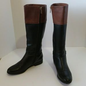Tommy Hilfiger Black and Brown Riding Boots
